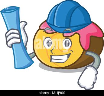 Architekt swiss roll Charakter Cartoon Stock Vektor