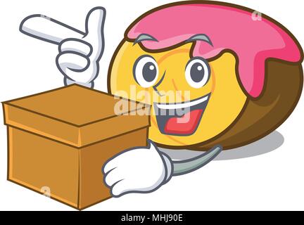 Mit box Swiss roll Charakter Cartoon Stock Vektor