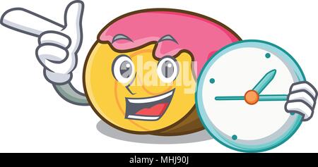 Mit Uhr swiss roll Charakter Cartoon Stock Vektor