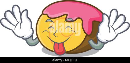 Die Zunge heraus Swiss roll Maskottchen Karikatur Stock Vektor