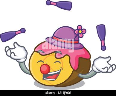 Jonglieren swiss roll Maskottchen Karikatur Stock Vektor