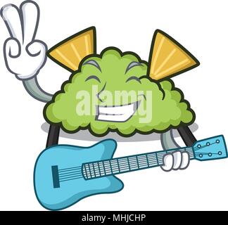 Mit Gitarre guacamole Maskottchen Cartoon Stil Stock Vektor