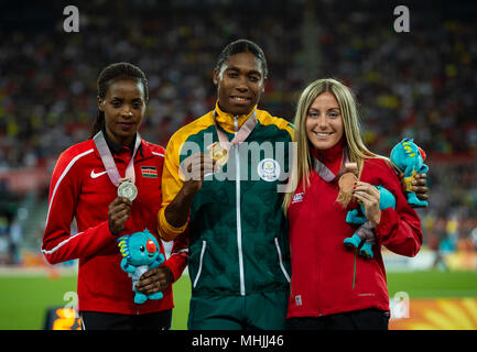 Frauen 1500 m Medaille Ceremony-Commonwealth Spiele 2018 Stockfoto