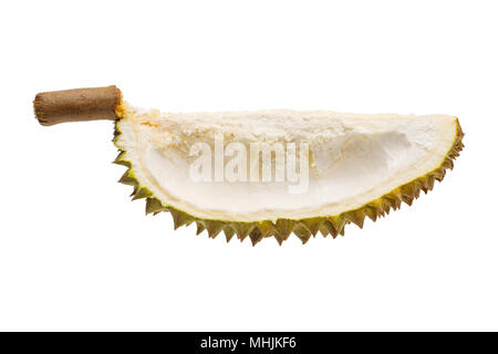 Durian Frucht Shell auf weißem Hintergrund Stockfoto