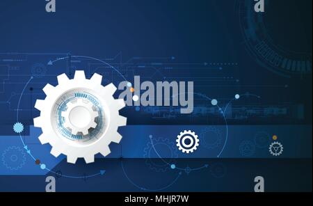 Vector Illustration Zahnrad und Platine, Hi-tech digitaler Technologie und Engineering, Digital telecom Technologie Konzept. Abstrakte futuristische Stock Vektor