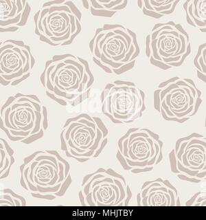 Hand gezeichnet Vektor braun Rosen Silhouetten nahtlose Muster auf dem beigen Hintergrund. Abstract mit pastellfarbenen Blumenmustern Ornament. Stock Vektor