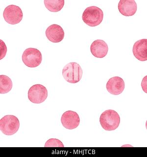 Vektor handbemalte pink Polka Dot nahtlose Muster auf dem weißen Hintergrund. Abstrakte Texturen für Ihr Design. Stock Vektor