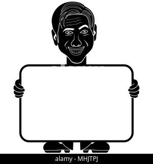 Silhouette einer Werbe-Manager mit grosse leere Platte, Schablone cartoon Vector Illustration Stock Vektor