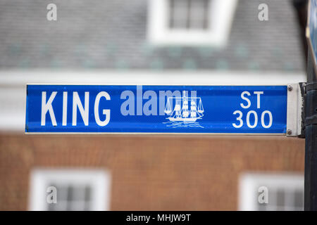 Alexandria King Street blaue Schild detail Stockfoto