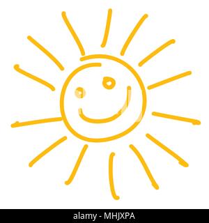 Zeichnung der Glücklich lächelnde Sonne. Vector Illustration Stock Vektor