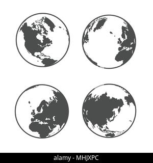 Globus Erde Symbole auf weißem Hintergrund Stock Vektor