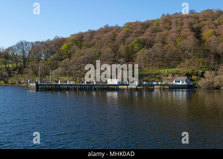 Die Mole in Pooley Bridge auf Ullswater ion der Lake District National Park in England. Die Heimat der Ullswater Dampfgarer Boote. Stockfoto