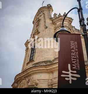 Matera (Italien), September 2017. Fassade des barocken Chiesa del Purgatorio (Fegefeuer). Quadratischen Format. Stockfoto