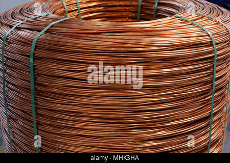 Spule von 8 mm Elektrolytische haltbare pitch Kupfer Draht. Stockfoto