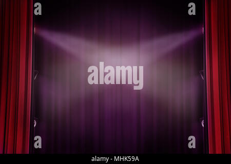 Red Curtain theater Hintergrund mit Licht für Drama Hintergrund Stockfoto