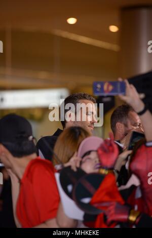 Seoul, Korea. 01 Mai, 2018. Ryan Reynolds fördert "eadpool2' an Lotte World Mall in Seoul, Korea am 01. Mai 2018. (China und Korea Rechte) Credit: TopPhoto/Alamy leben Nachrichten Stockfoto