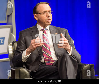 Washington, DC, USA. Mai, 2018. Der stellvertretende Generalstaatsanwalt RON Schloss Rosenstein spricht an der Newseum als Teil der Veranstaltungen des Museums am Tag. Credit: Kyle Gustafson/ZUMA Draht/Alamy leben Nachrichten Stockfoto