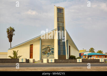 Die Niederländische Reformierte Kirche und Halle in Walvis Bay, Namibia, Afrika Stockfoto