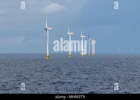 Offshore Windpark in das Kattegat außerhalb Dänemarks. Stockfoto