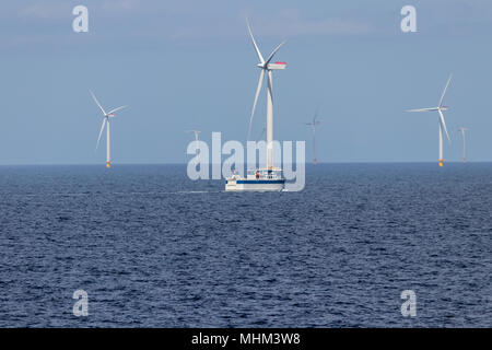 Offshore Windpark in das Kattegat außerhalb Dänemarks. Stockfoto