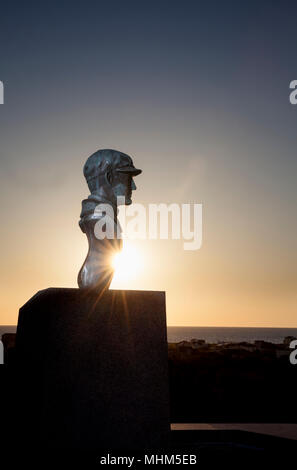 NC-01743-00... NORTH CAROLINA- Büste von Wilbur Wright an der Brüder Wright Denkmal auf Kill Devil Hill, Wright Brothers National Memorial. Stockfoto