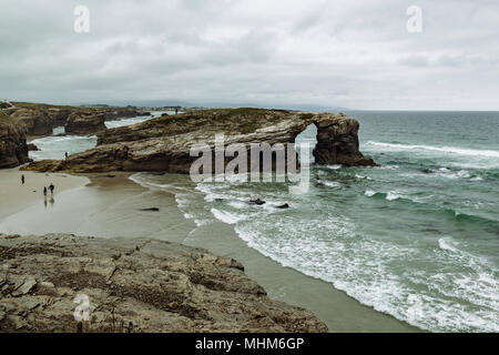 Las Cathedrales Strand in A Coruña, Lugo, Region Galizien, Spanien, Europa Stockfoto