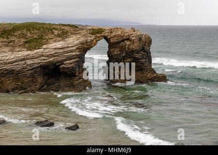 Las Cathedrales Strand in A Coruña, Lugo, Region Galizien, Spanien, Europa Stockfoto