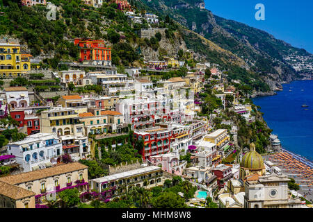 Sicht auf Positano, Italien von oben Stockfoto