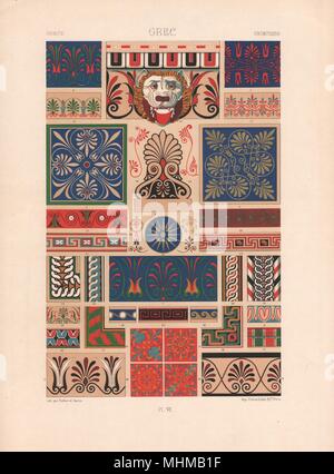 RACINET ORNEMENT POLYCHROME 6 Antike griechische Kunst Muster Motiv c 1885 Stockfoto