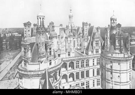 LOIR-ET-CHER. Chateau de Chambord. Les Combles 1900 alten, antiken Drucken Stockfoto