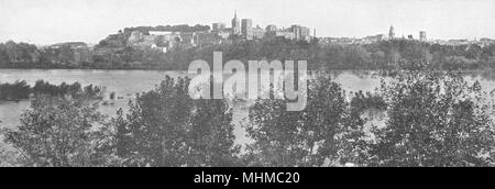 VAUCLUSE. Avignon. Le Palais des Papes et le cours du Rhône 1900 alten Drucken Stockfoto