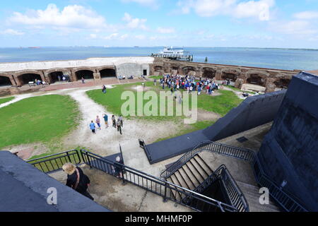 Die inneren Wände von Fort Sumter eine Amerikanische Bürgerkrieg Festung. Stockfoto