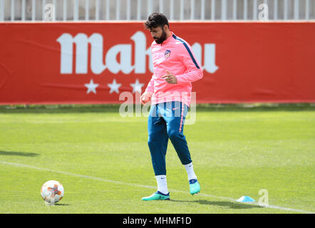 Atletico Madrids Diego Costa während des Trainings in der Ciudad Deportiva AtlŽtico de Madrid, Madrid. Stockfoto