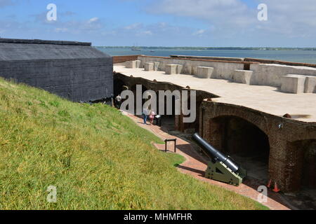 Die inneren Wände von Fort Sumter eine Amerikanische Bürgerkrieg Festung. Stockfoto