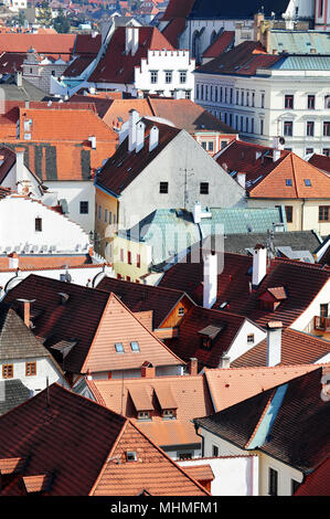 Anzeigen von Cesky Krumlov, aus der Burg der Stadt, Tschechische Republik Stockfoto