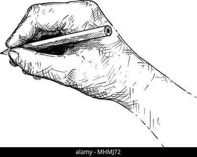 Vektor künstlerische Abbildung oder Zeichnung von Hand Schreiben oder Zeichnen mit Bleistift Stock Vektor