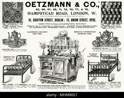 Werbung für Oetzmann & Co Viktorianische Möbel 1896 Stockfoto