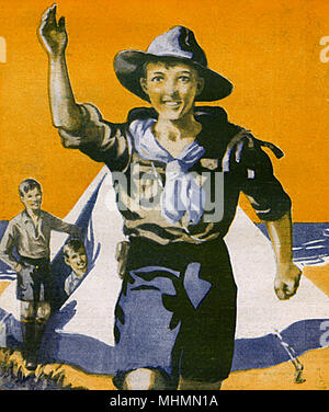 Pfadfinder im Camp, 1930er Stockfoto