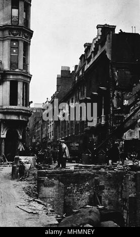 Duke Street, London, unter Feuer während der Blitz, Zweiter Weltkrieg. Datum: 1940 s Stockfoto