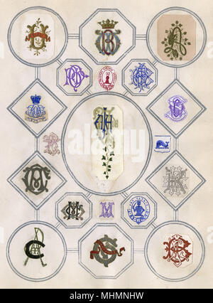 Lose Seite aus einem Sammelalbum voller Wappen und Heraldry Stockfoto