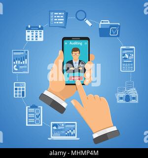 Online Wirtschaftsprüfung, Steuer, Buchhaltung Konzept Stock Vektor