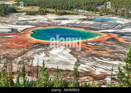 Yellowstone Grand Prismatic Spring Luftaufnahme Landschaft Stockfoto