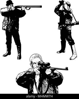 Jäger Skizze Set 2 - Illustration, Vektor Stock Vektor