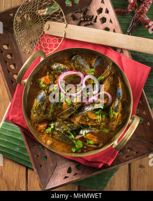 Muscheln Masala. Schalentiere Curry. Indien Essen Stockfoto