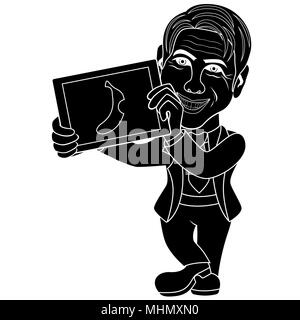 Silhouette der Mann hält und eine konzeptionelle Bild mit Biss der Banane, cartoon Schablone Vector Illustration zeigen Stock Vektor