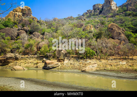 Balancing rocks im Matobo Nationalpark, Simbabwe. Stockfoto