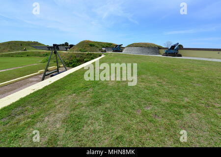 Fort Moultrie eine Amerikanische Festung, die von 1776 bis 1947 verwendet wurde. Stockfoto