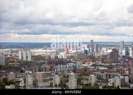 Blick Richtung Stratford von Canary Wharf. Stockfoto