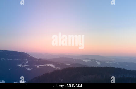 Sonnenuntergang im Schwarzwald, Deutschland Stockfoto