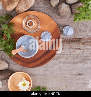 Zusammensetzung mit kosmetischen Ton selbstgemachte Gesichtsmasken. Stockfoto